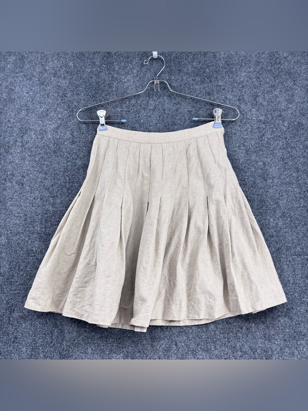 VTG Beige Pleated Kawaii School Girl Academia Preppy Skirt Women’s 4 Made In USA